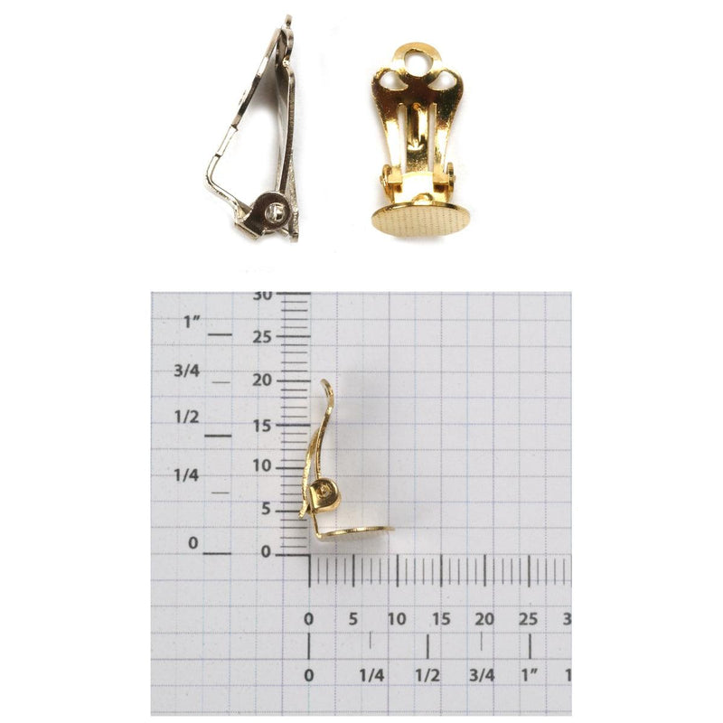 Yellow Plated Earring Clip with Flat Pad- Packs of 12 - Otto Frei
