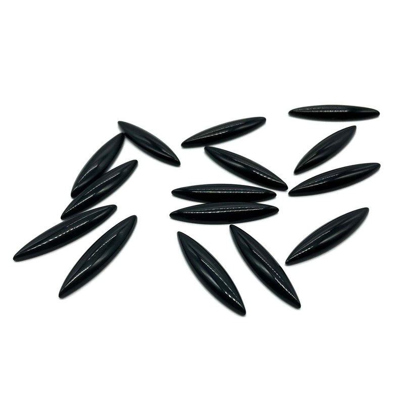 Closeout Pack-15 Marquise 32x7mm Black Chalcedony Cabochon - Otto Frei